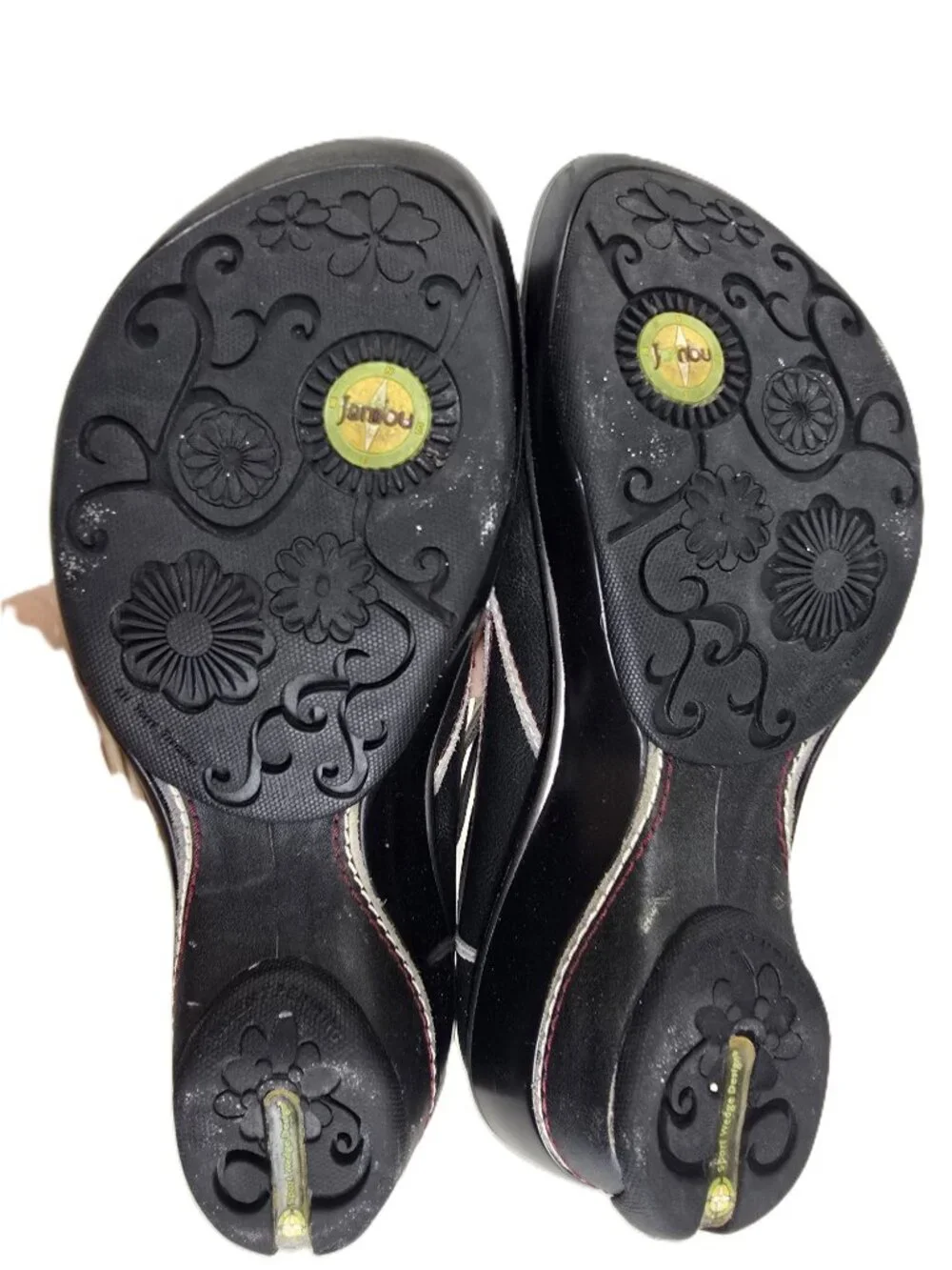 Jambu Black Leather Mary Jane GIrly Ankle Strap Comfy Wedge Shoes Women Size 8
